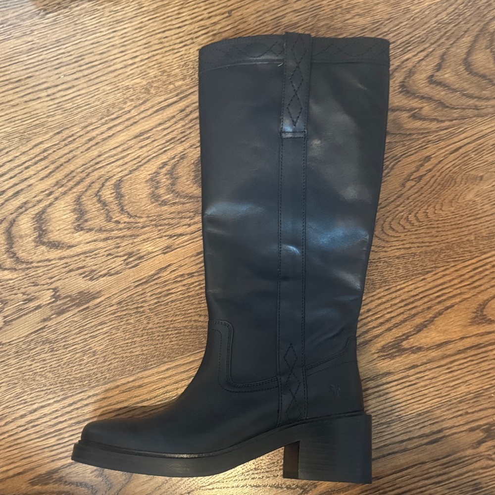 Frye Kate Black Leather Knee-High Block Heel Boots 7.5 - Picture 7 of 14